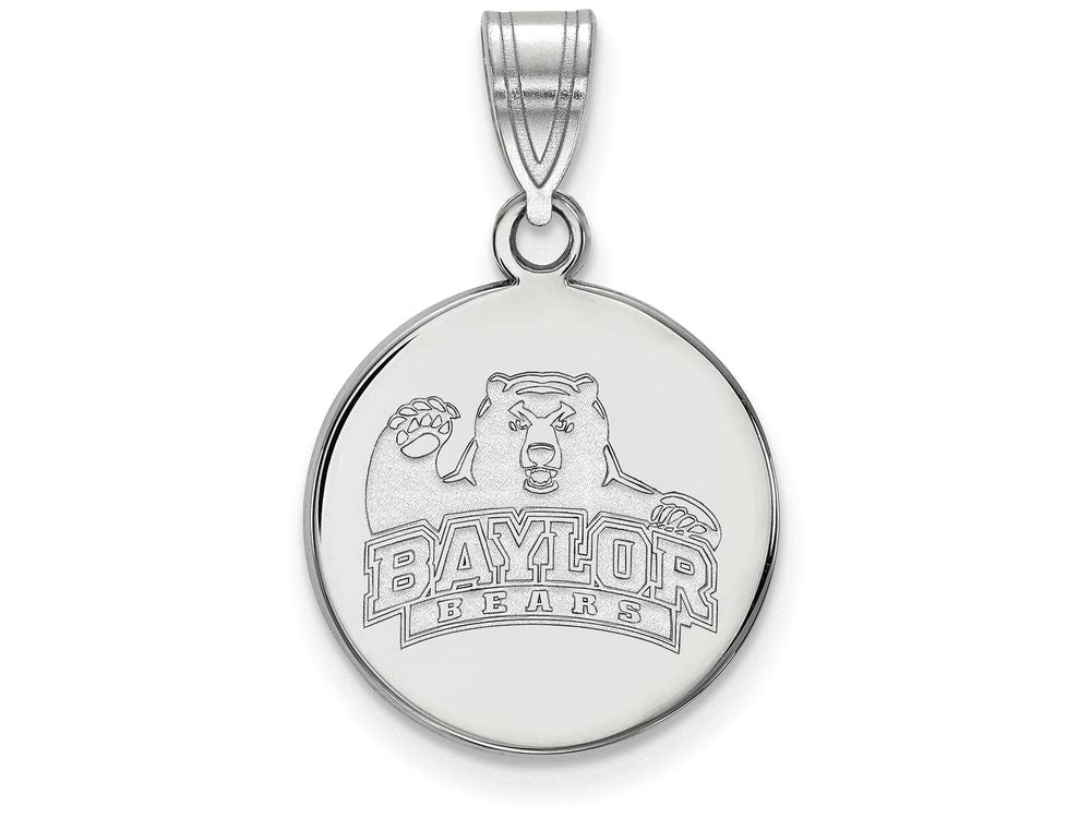14k White Gold Logoart Baylor University Medium Disc Pendant