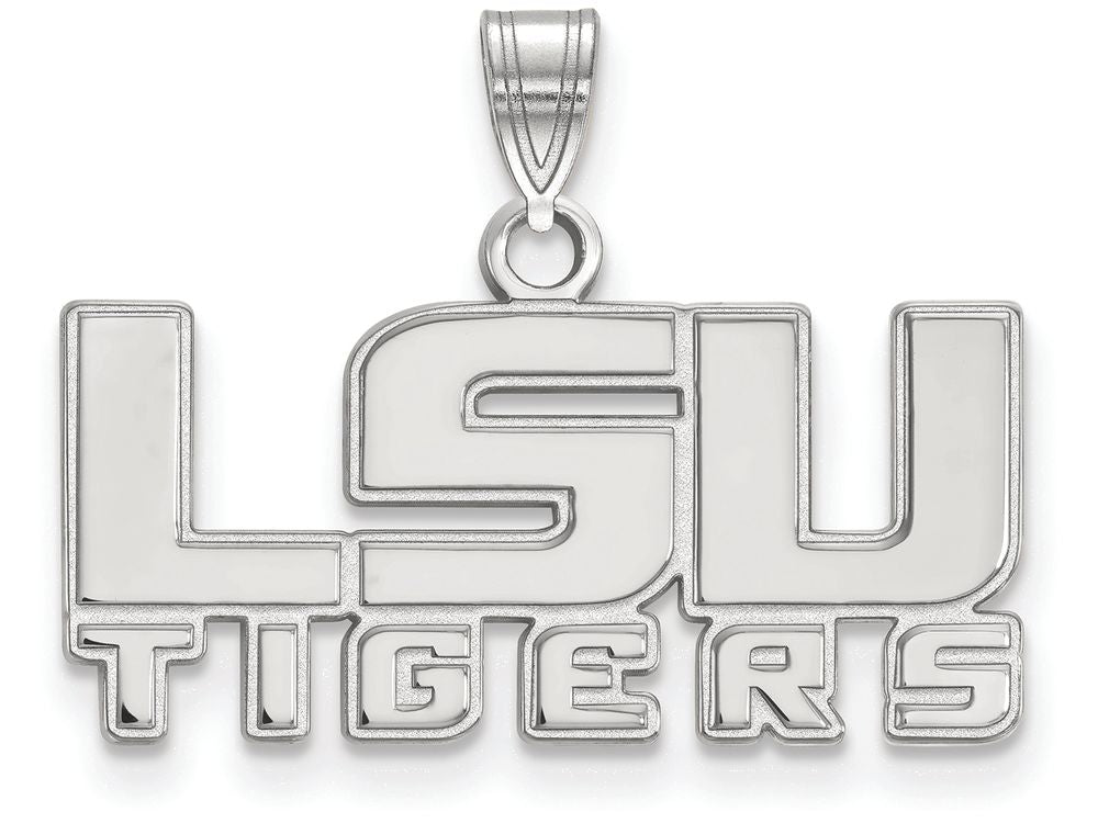 14k White Gold Logoart Louisiana State University Small Pendant