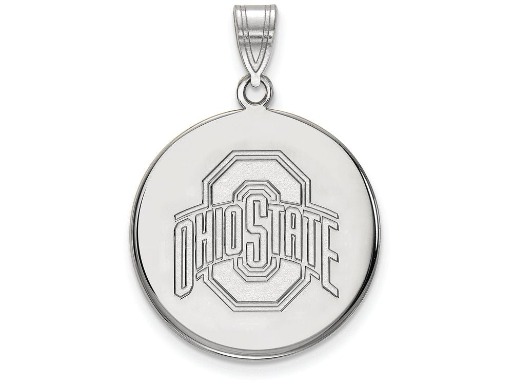 14k White Gold Logoart Ohio State University Large Disc Pendant