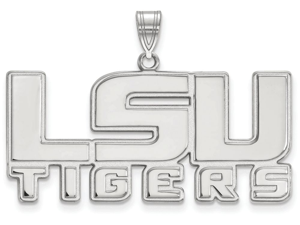 14k White Gold Logoart Louisiana State University Large Pendant