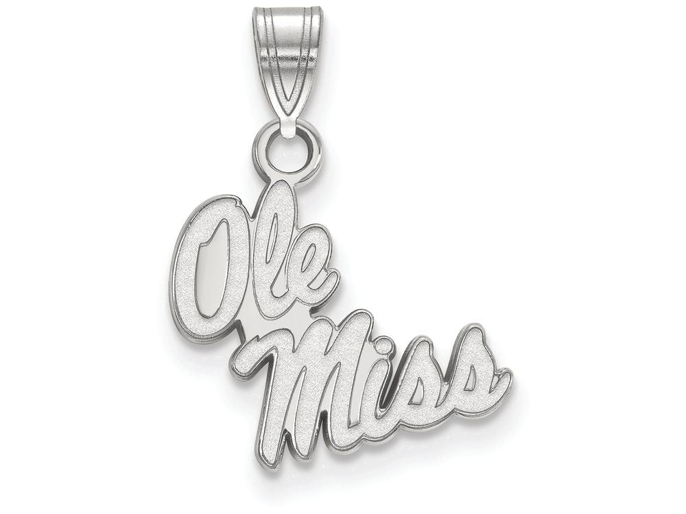 14k White Gold Logoart University Of Mississippi Small Pendant