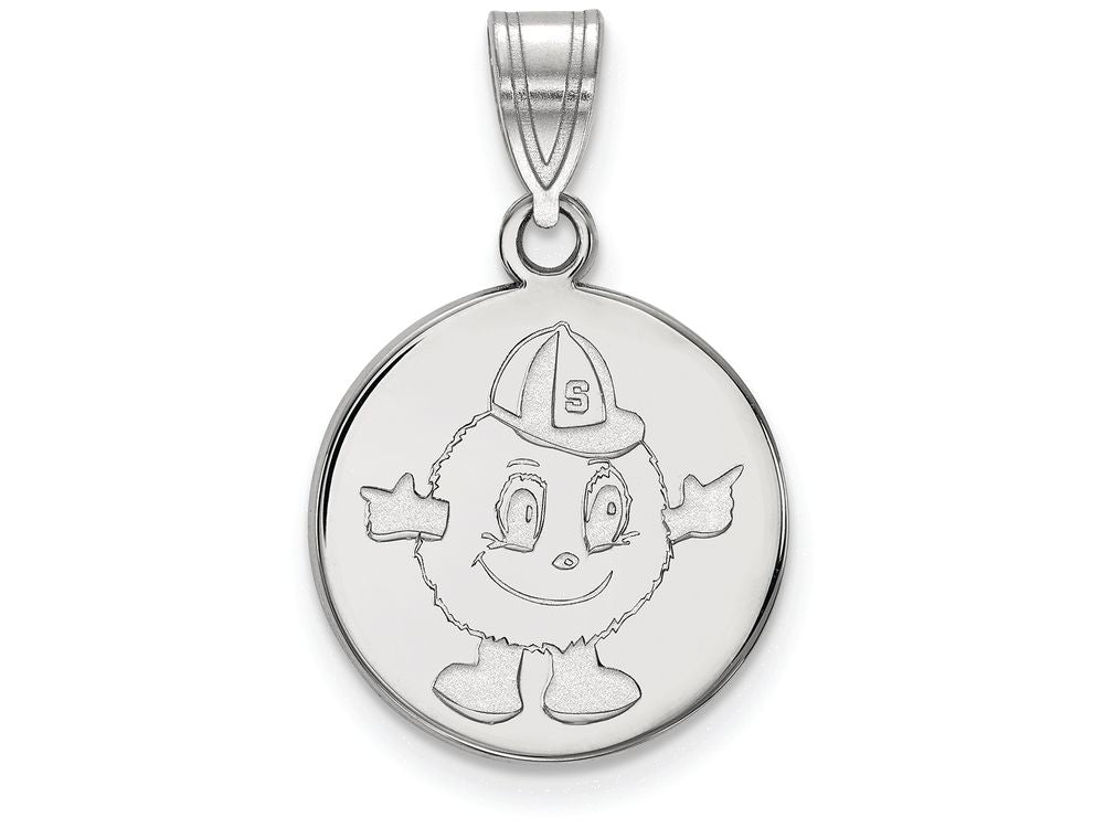 14k White Gold Logoart Syracuse University Medium Disc Pendant