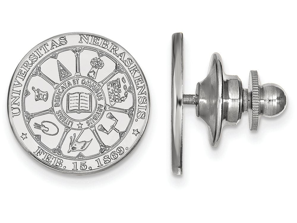 14k White Gold Logoart University Of Nebraska Crest Lapel Pin