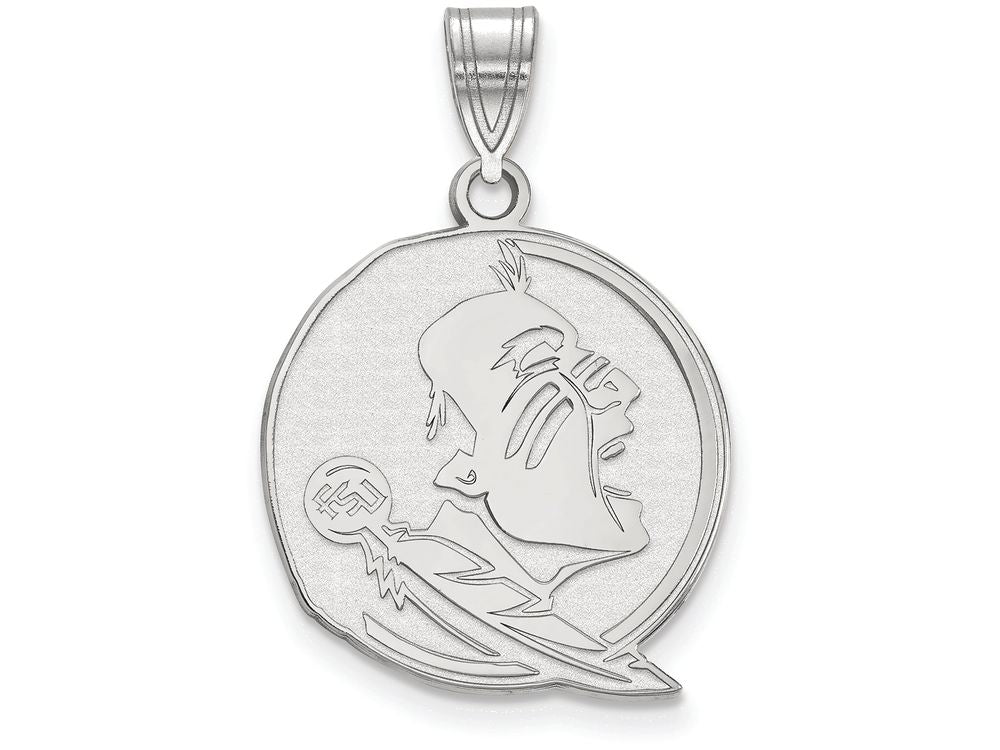 14k White Gold Logoart Florida State University Large Pendant