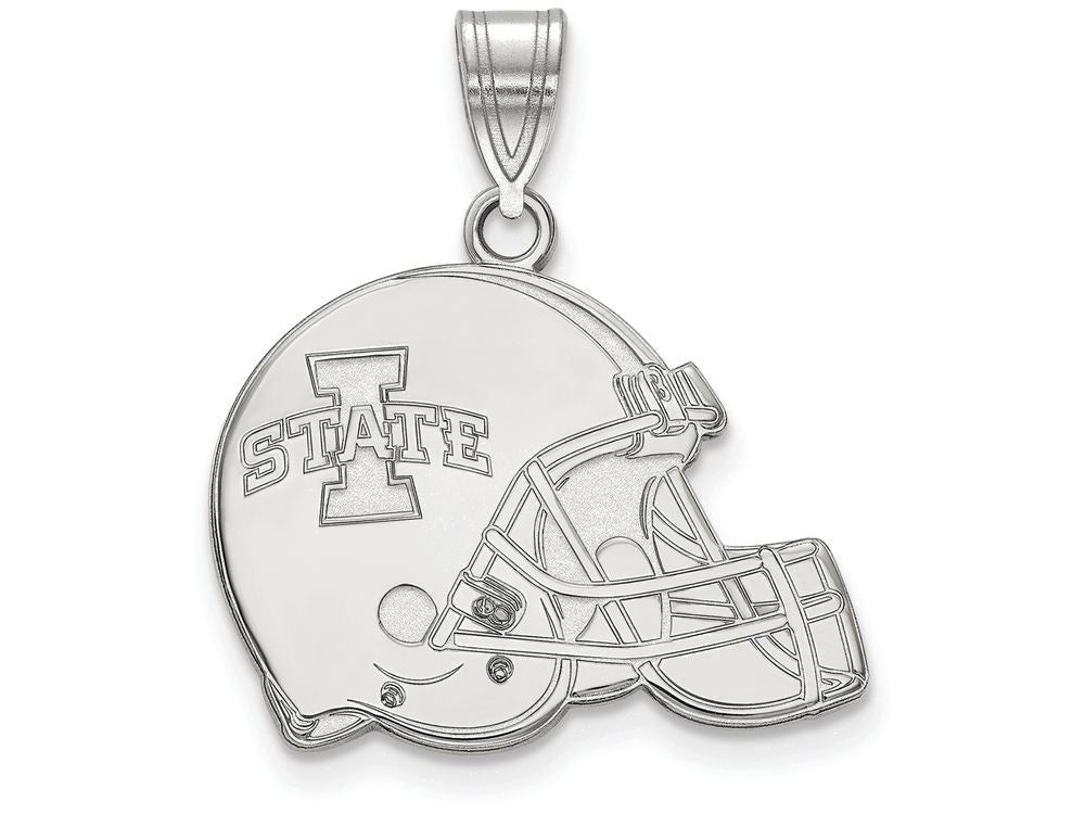 14k White Gold Logoart Iowa State University Football Helmet Pendant