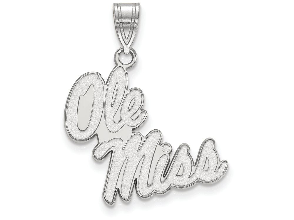 14k White Gold Logoart University Of Mississippi Large Pendant