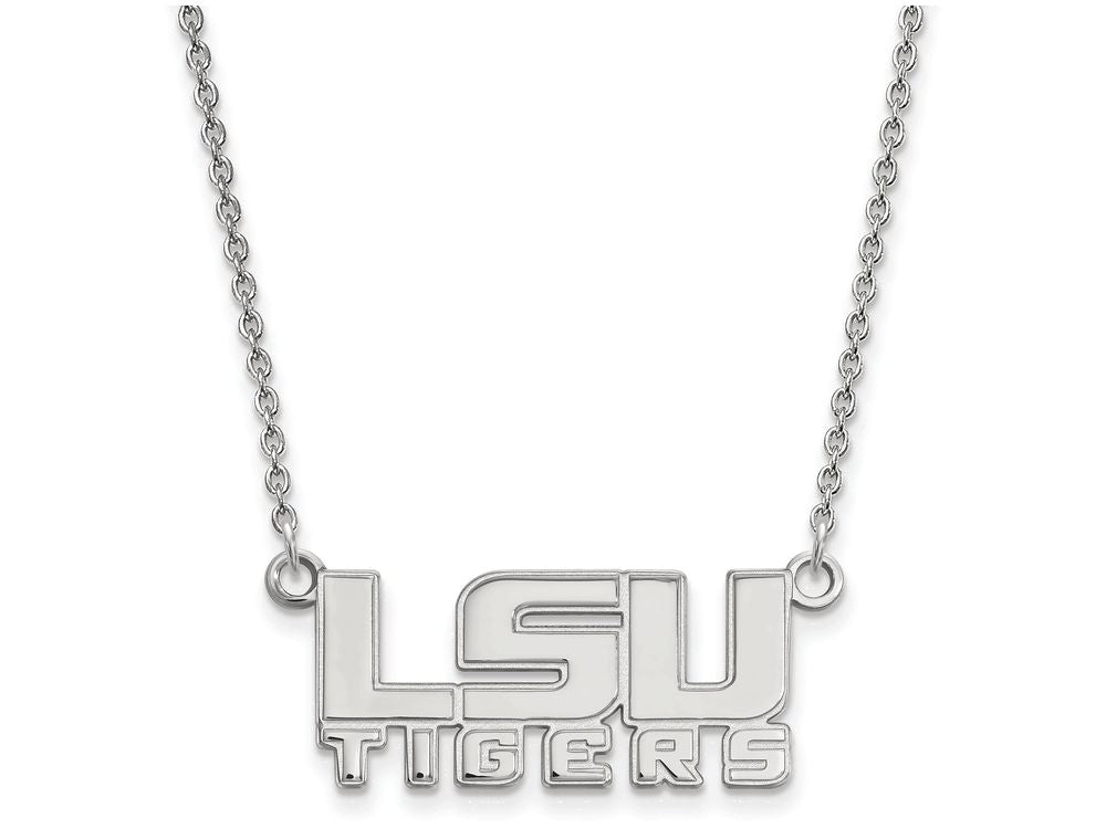 14k White Gold Logoart Louisiana State University Small Pendant Necklace