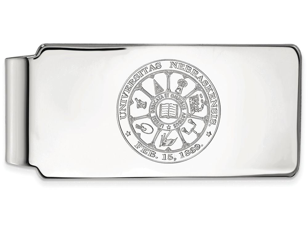 14k White Gold Logoart University Of Nebraska Money Clip Crest
