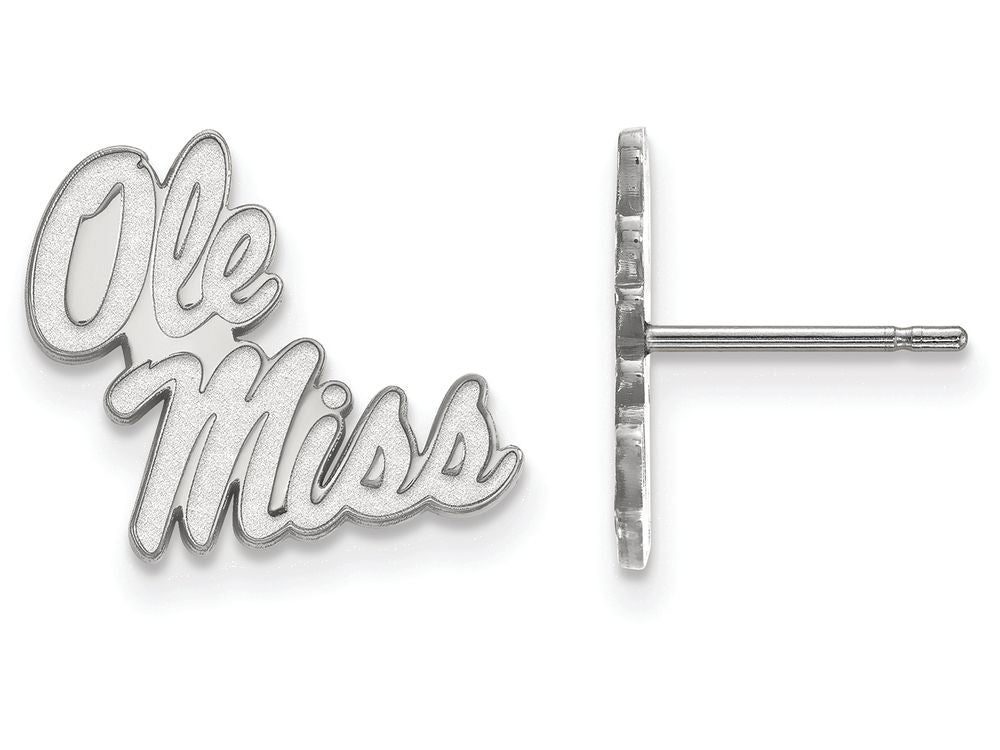 14k White Gold Logoart University Of Mississippi Small Post Earrings