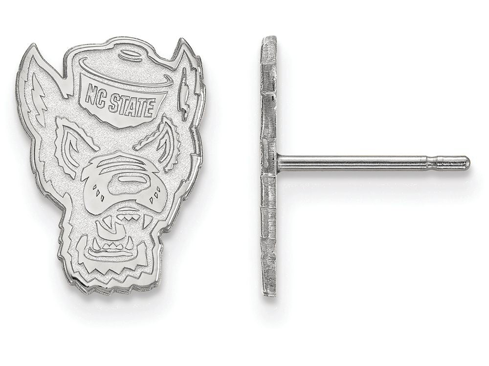 14k White Gold Logoart North Carolina State University Small Post Earrings