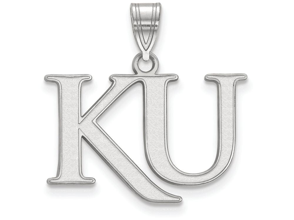 14k White Gold Logoart University Of Kansas Medium Pendant
