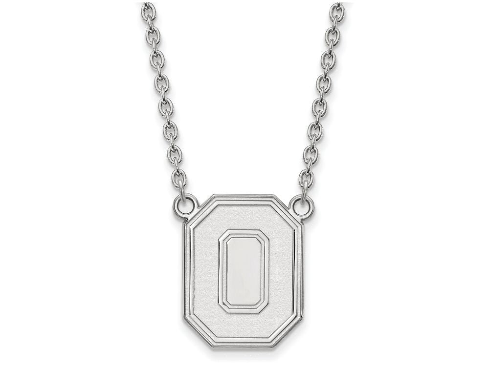 14k White Gold Logoart Ohio State University Large Pendant Necklace