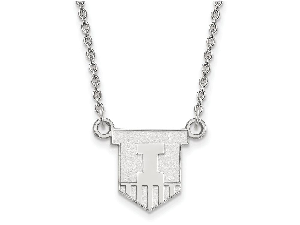 14k White Gold Logoart University Of Illinois Small Pendant Necklace
