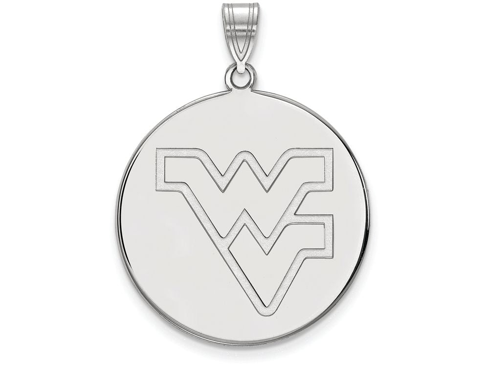 14k White Gold Logoart West Virginia University Extra Large  Disc Pendant