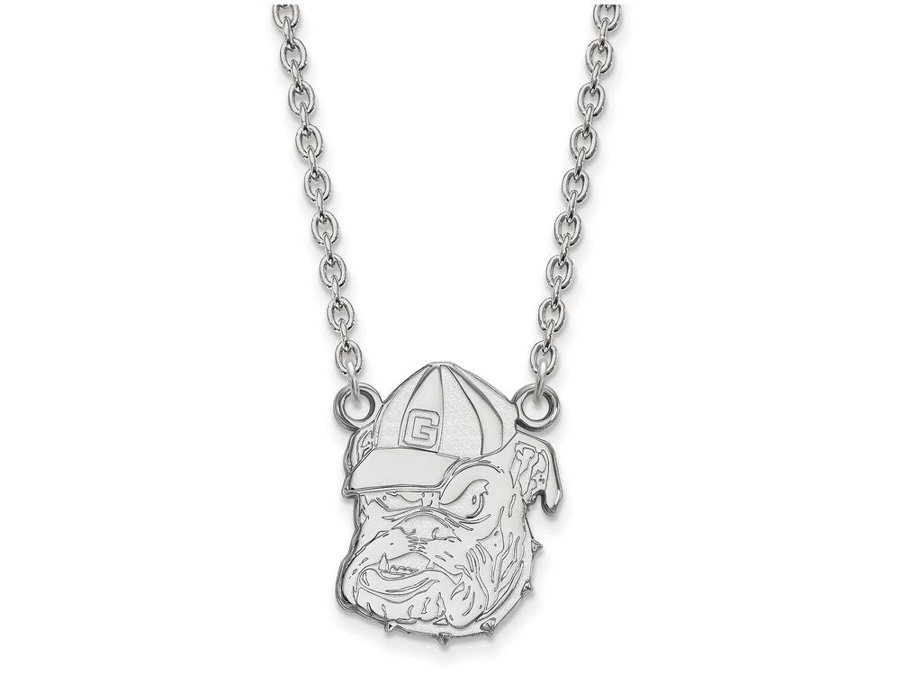 14k White Gold Logoart University Of Georgia Large Pendant Necklace