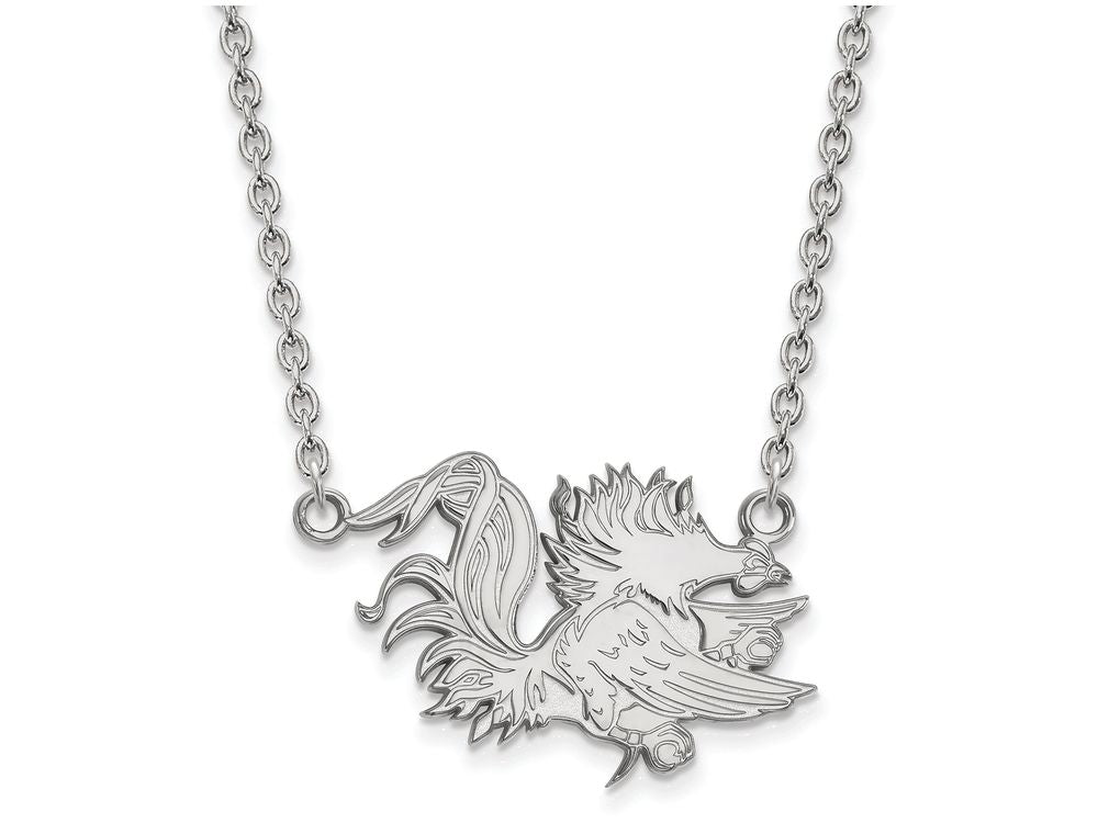 14k White Gold Logoart University Of South Carolina Large Pendant Necklace