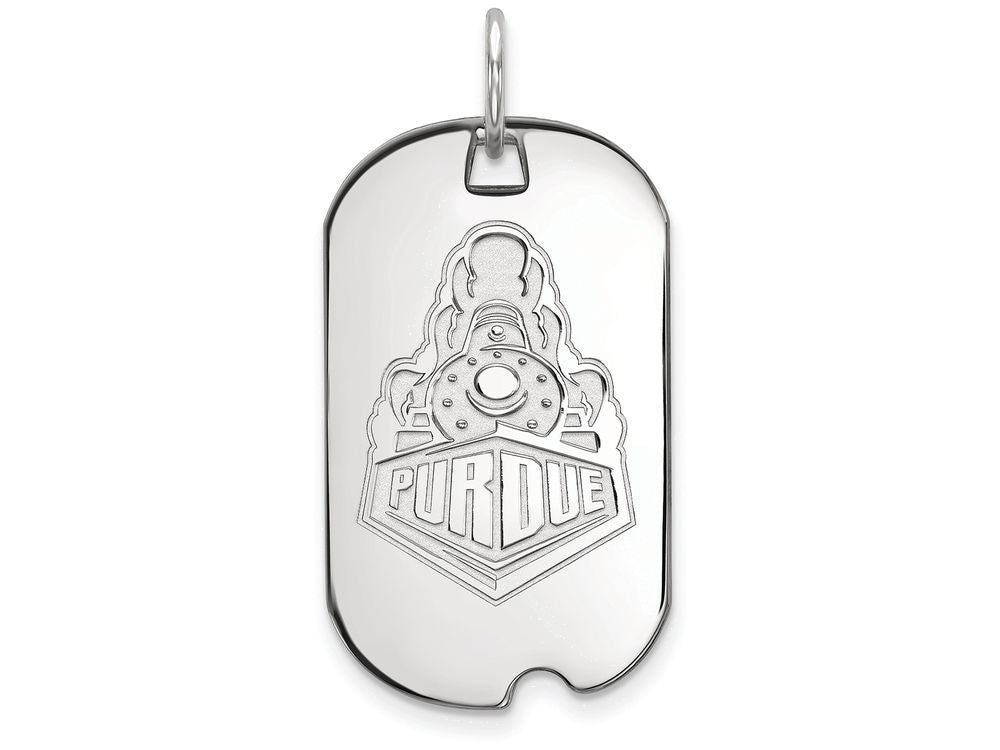 14k White Gold Logoart Purdue Small Dog Tag Pendant Necklace