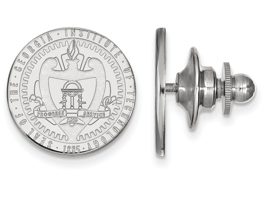 14k White Gold Logoart Georgia Institute Of Technology Crest Lapel Pin