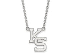 14k White Gold Logoart Kansas State University Large Pendant Necklace