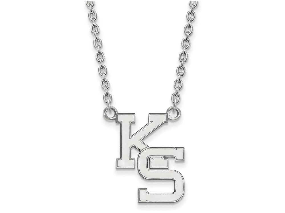 14k White Gold Logoart Kansas State University Large Pendant Necklace