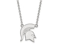 14k White Gold Logoart Michigan State University Large Pendant Necklace