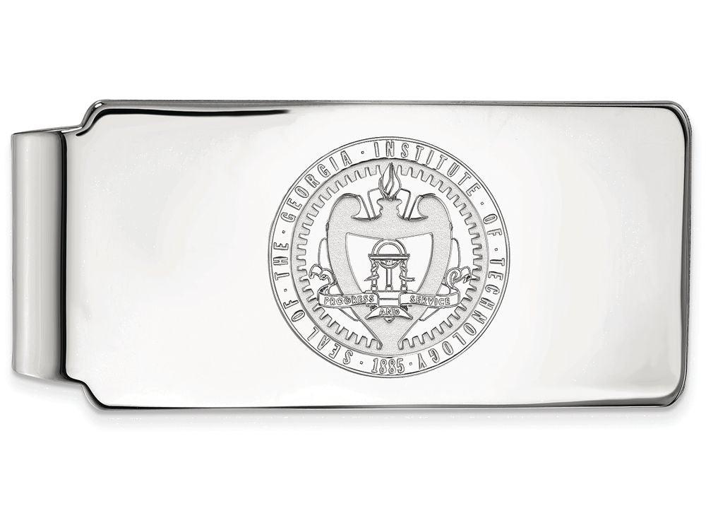 14k White Gold Logoart Georgia Institute Of Technology Money Clip Crest