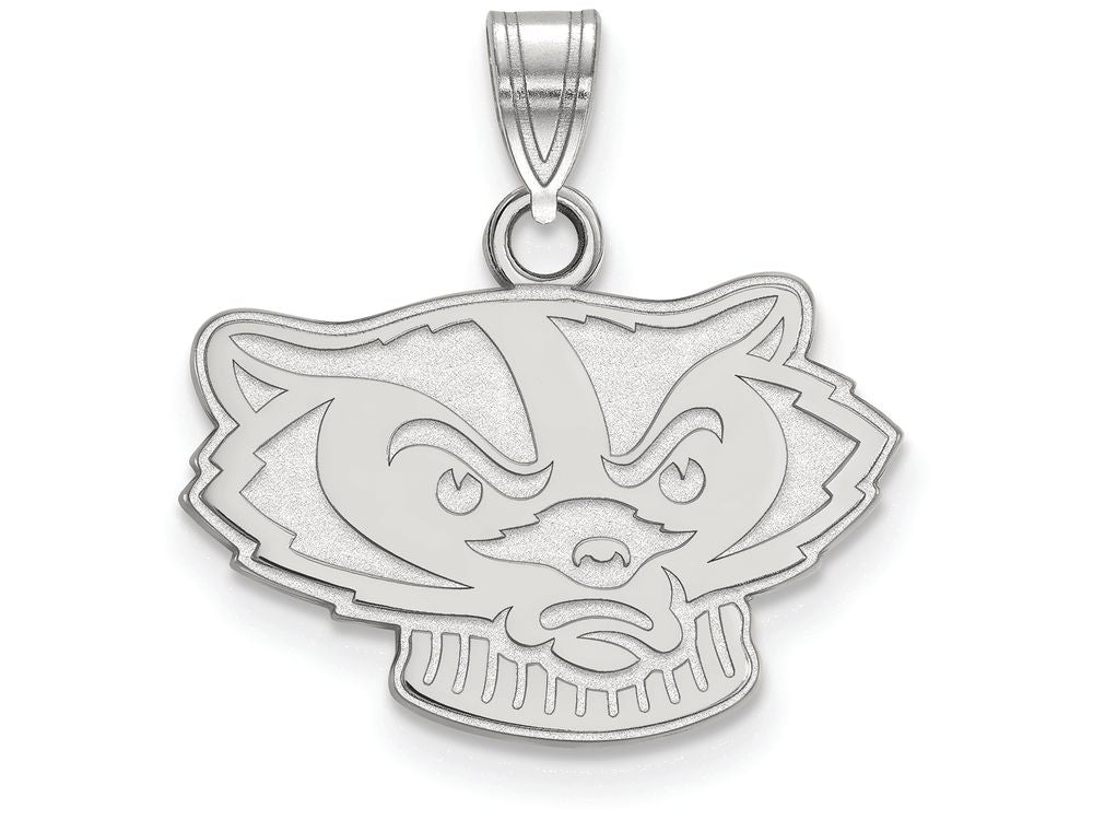 14k White Gold Logoart University Of Wisconsin Small Pendant