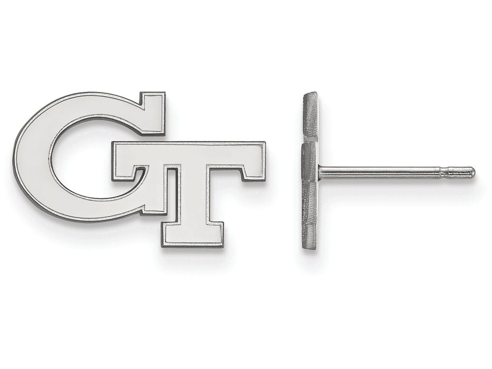 14k White Gold Logoart Georgia Institute Of Technology Extra Small Post Earrings