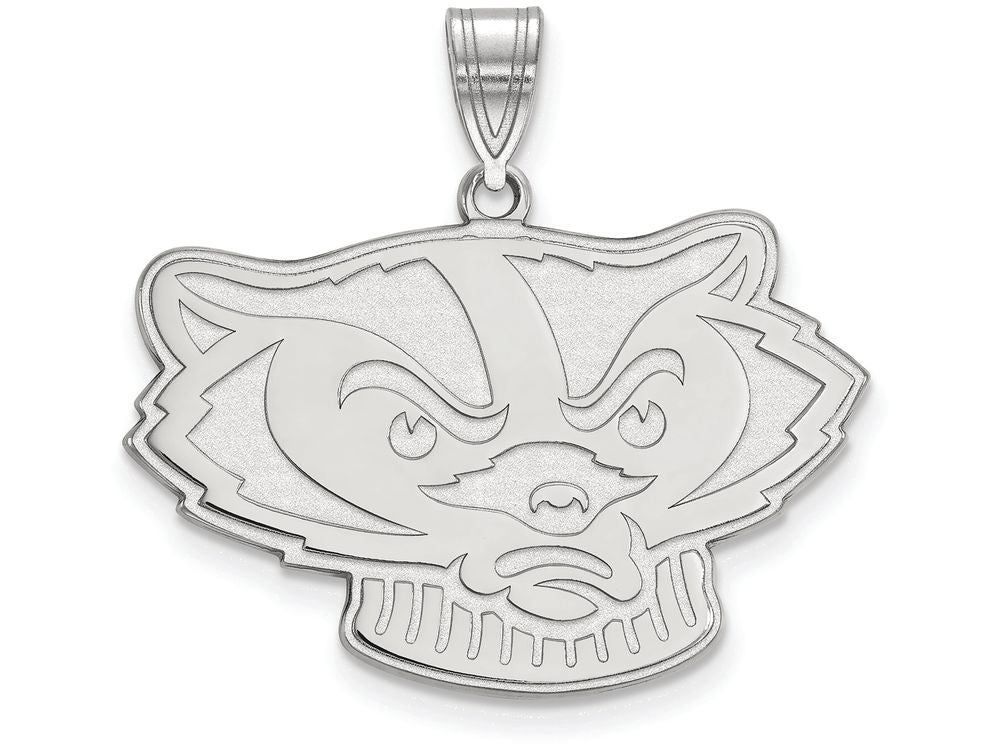 14k White Gold Logoart University Of Wisconsin Large Pendant