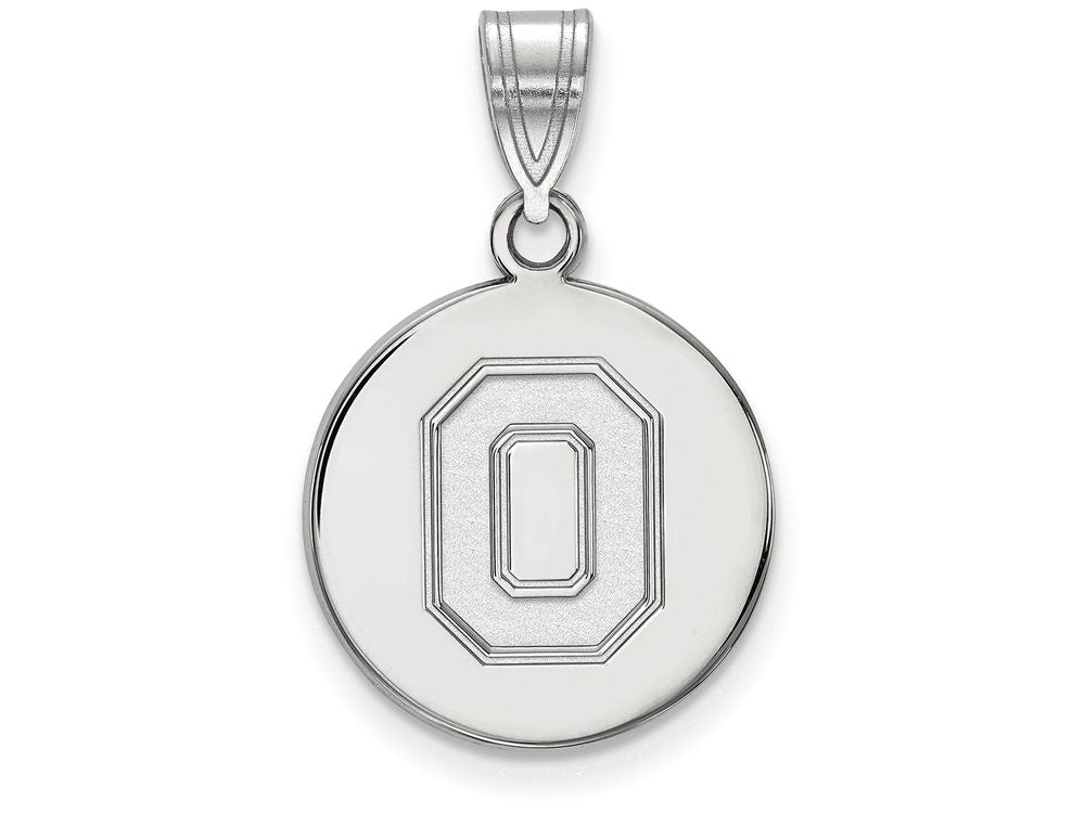 14k White Gold Logoart Ohio State University Medium Disc Pendant