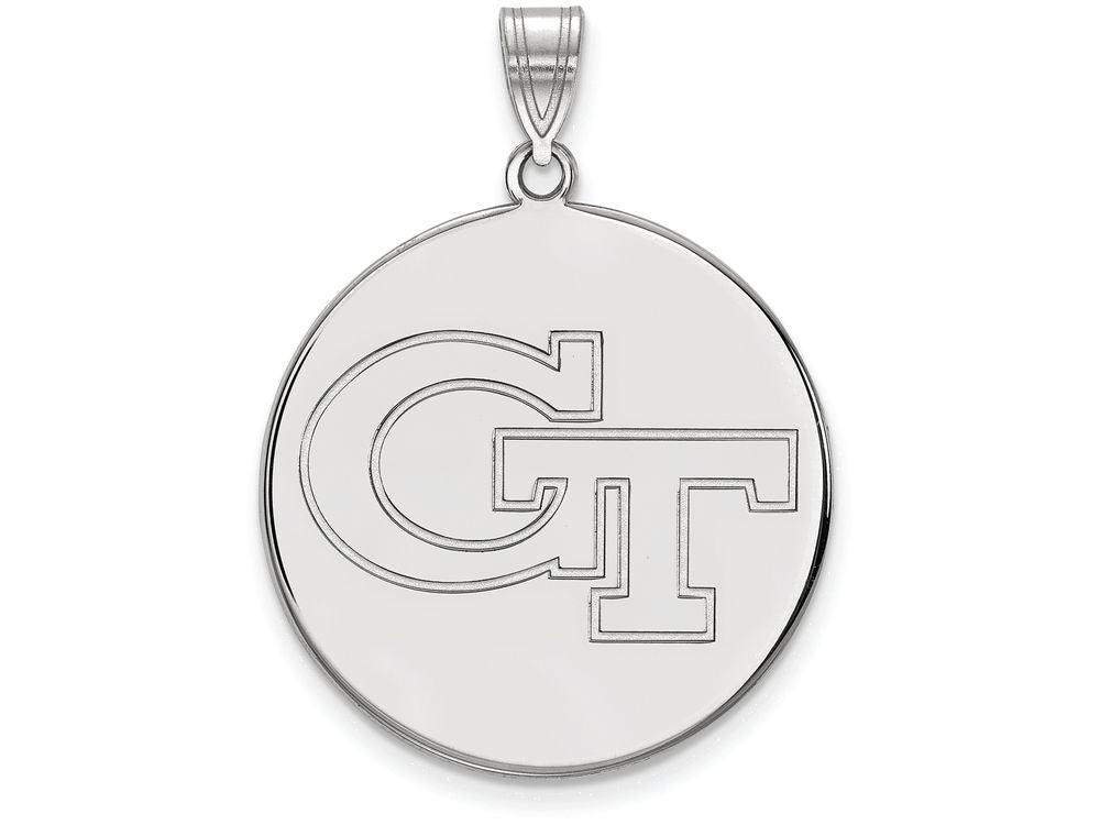 14k White Gold Logoart Georgia Institute Of Technology Extra Large  Disc Pendant