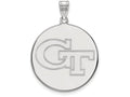 14k White Gold Logoart Georgia Institute Of Technology Extra Large  Disc Pendant