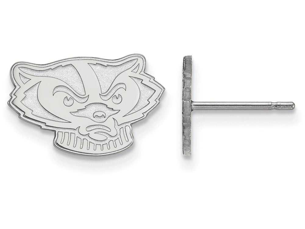 14k White Gold Logoart University Of Wisconsin Extra Small Post Earrings