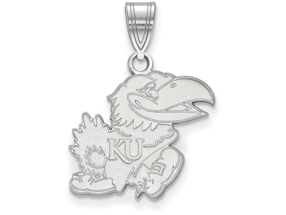 14k White Gold Logoart University Of Kansas Medium Pendant