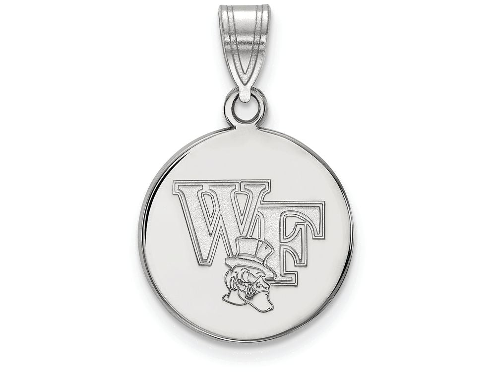 14k White Gold Logoart Wake Forest University Medium Disc Pendant