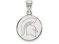 14k White Gold Logoart Michigan State University Medium Disc Pendant