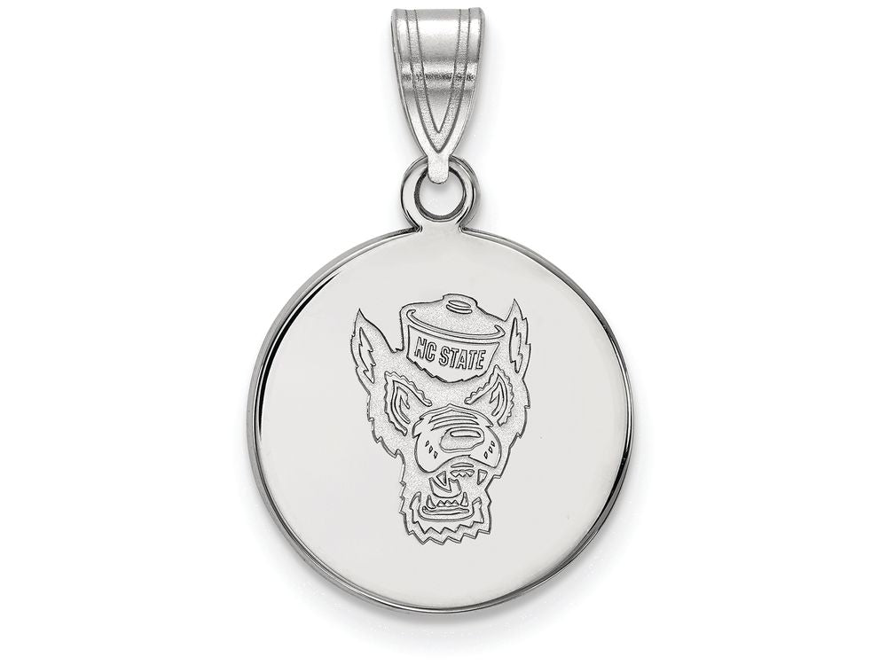 14k White Gold Logoart North Carolina State University Medium Disc Pendant