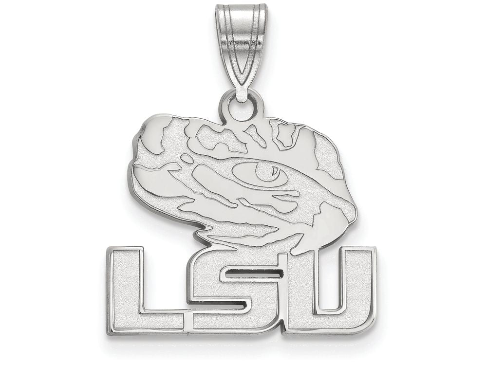 14k White Gold Logoart Louisiana State University Medium Pendant