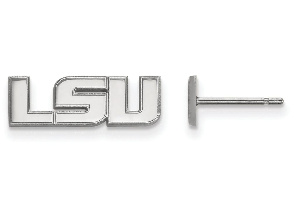 14k White Gold Logoart Louisiana State University Extra Small Post Earrings