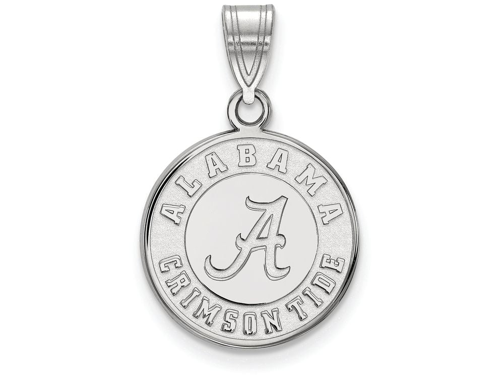 14k White Gold Logoart University Of Alabama Medium Disc Pendant
