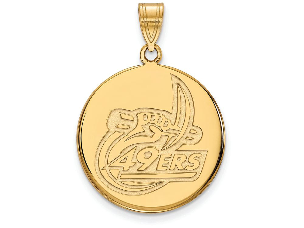 14k Yellow Gold Logoart U Of North Carolina At Charlotte Large Disc Pendant