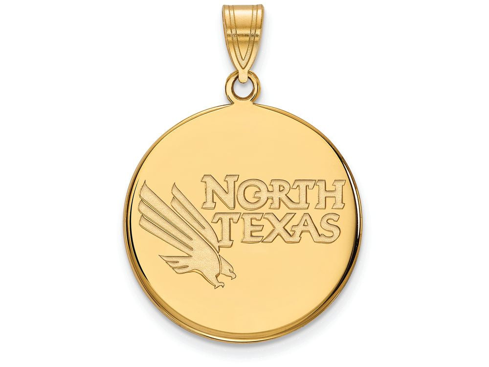 14k Yellow Gold Logoart University Of North Texas Large Disc Pendant