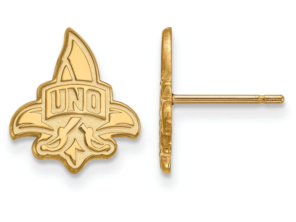 14k Yellow Gold Logoart University Of New Orleans Small Post Earrings