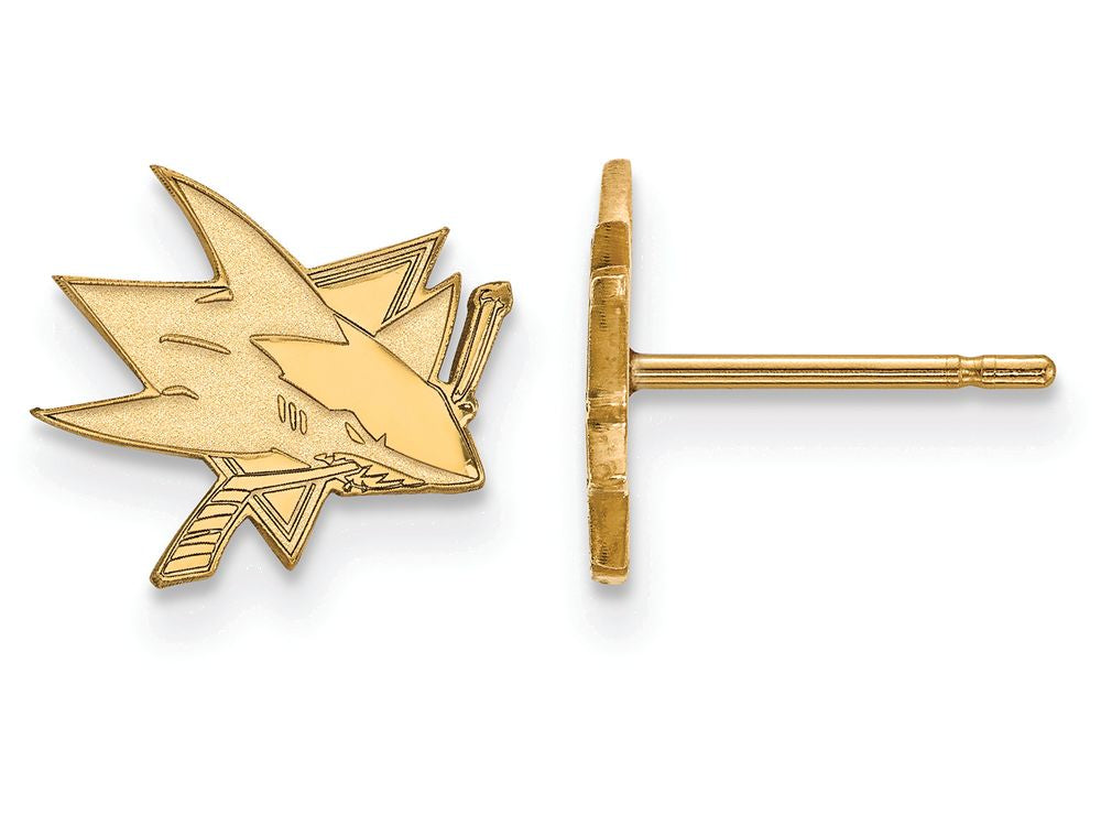 14k Yellow Gold Nhl Logoart San Jose Sharks Extra Small Post Earrings