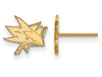 14k Yellow Gold Nhl Logoart San Jose Sharks Extra Small Post Earrings