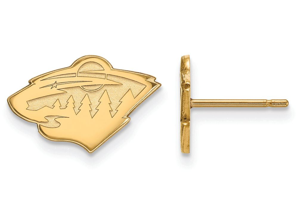 14k Yellow Gold Nhl Logoart Minnesota Wild Extra Small Post Earrings