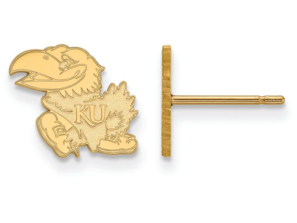 14k Yellow Gold Logoart University Of Kansas Extra Small Post Earrings