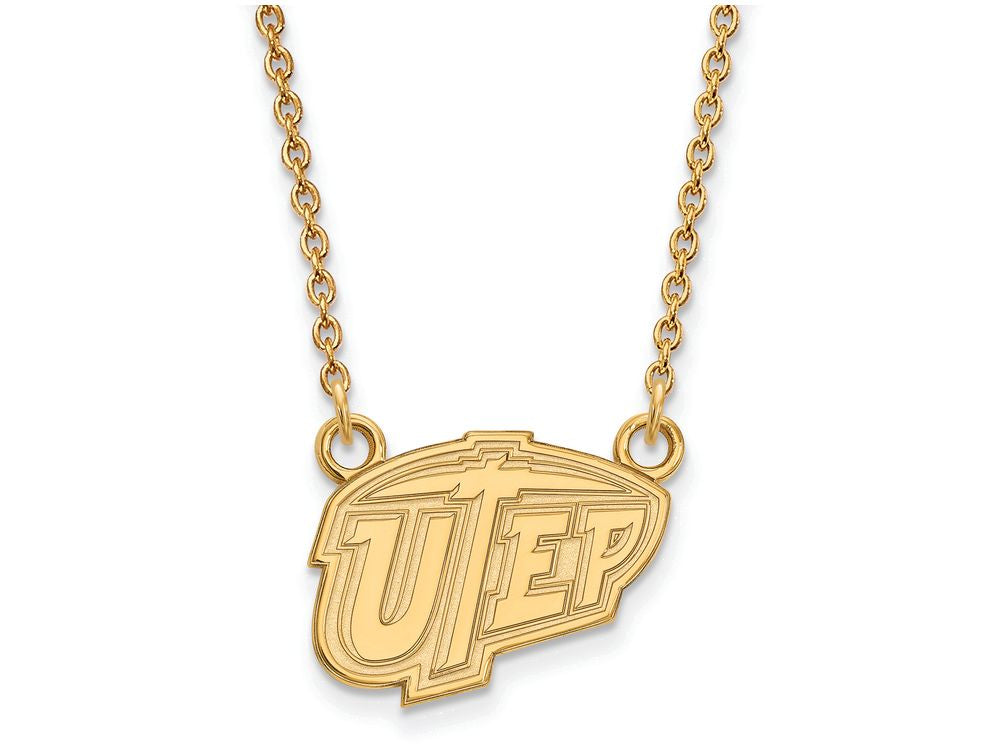 14k Yellow Gold Logoart The University Of Texas At El Paso Small Pendant Necklace