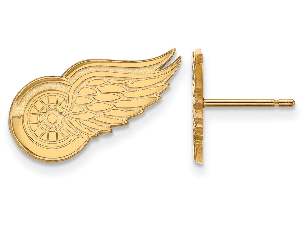 14k Yellow Gold Nhl Logoart Detroit Red Wings Small Post Earrings