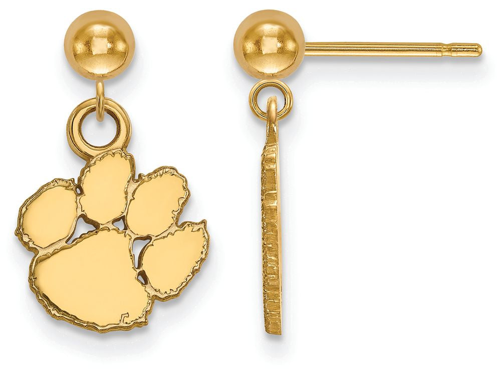 14k Yellow Gold Logoart Clemson University Earrings Dangle Ball